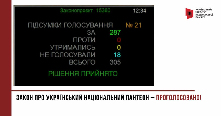 Закон Про Український національний пантеон – проголосовано